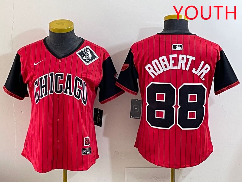 Youth 2025 Chicago White Sox #88 Robert jr Red Joint Name Nike MLB Jersey style 14->youth mlb jersey->Youth Jersey
